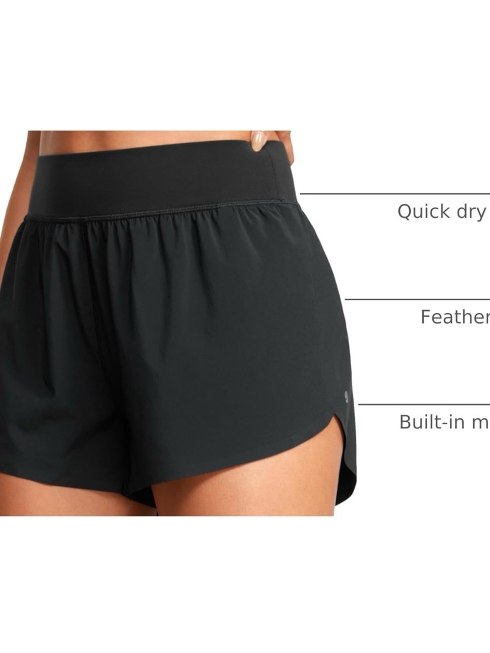 CRZ YOGA High Waisted Split Running Shorts for Women 3" - Picture 3 of 14